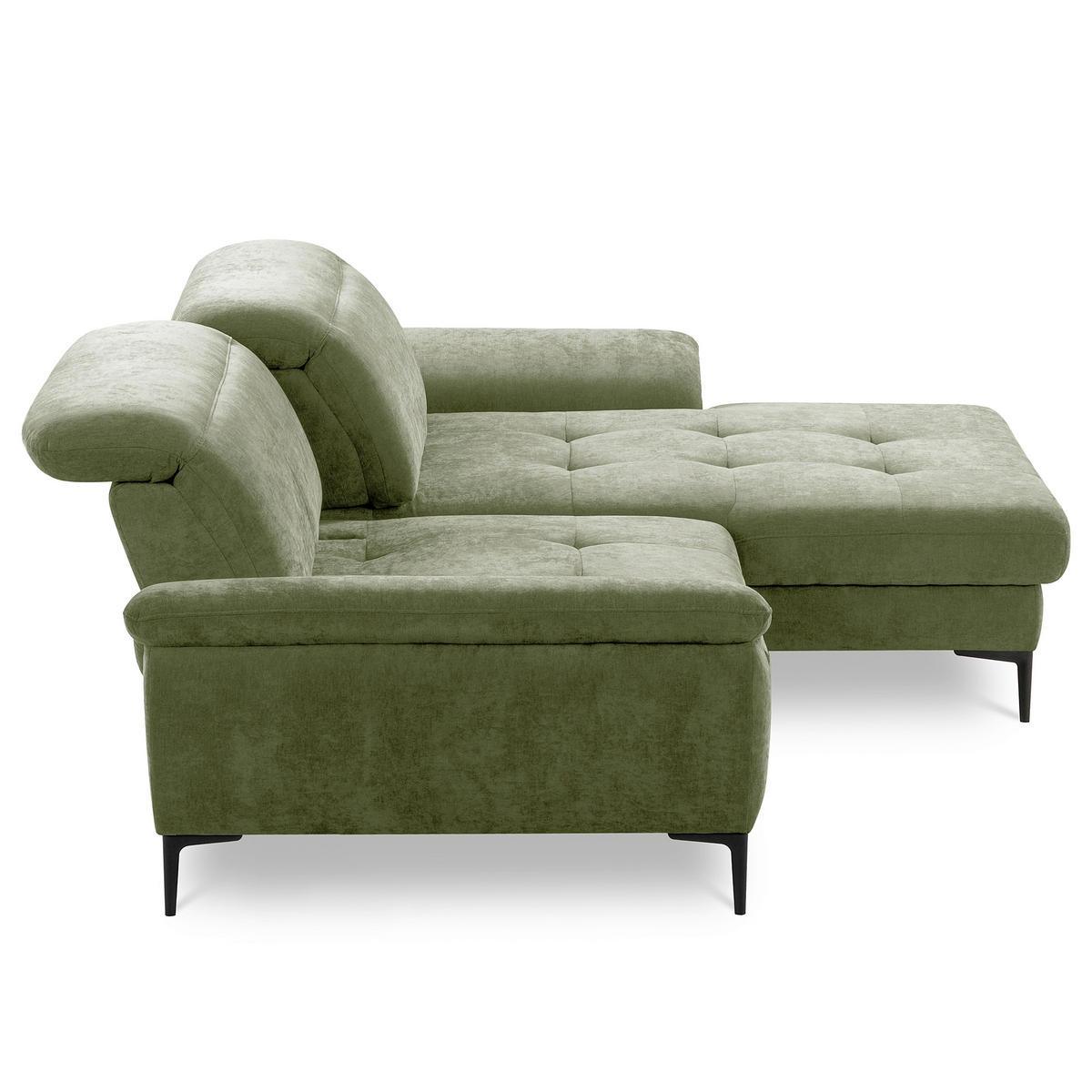 ECKSOFA  Webstoff Grün  - Schwarz/Grün, Design, Textil/Metall (268/195cm) - Livetastic