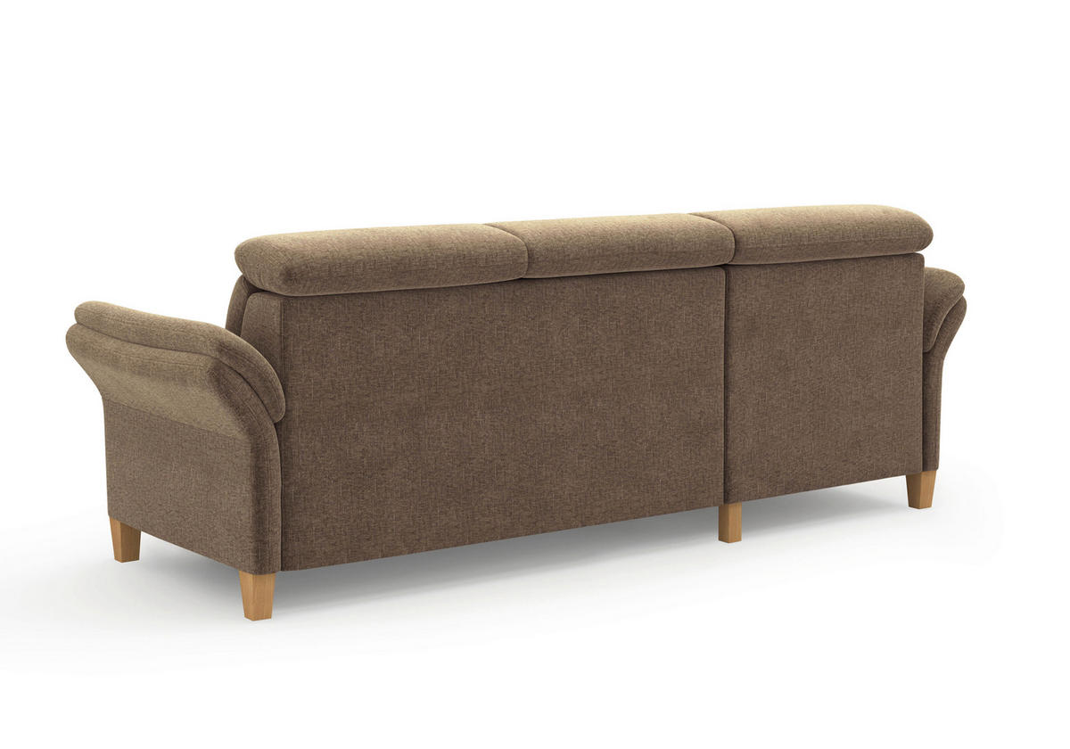 ECKSOFA GLENDALE E in Flachgewebe Hellbraun  166/253 cm  - Hellbraun/Eichefarben, KONVENTIONELL, Holz/Textil (166/253cm) - Sit & More