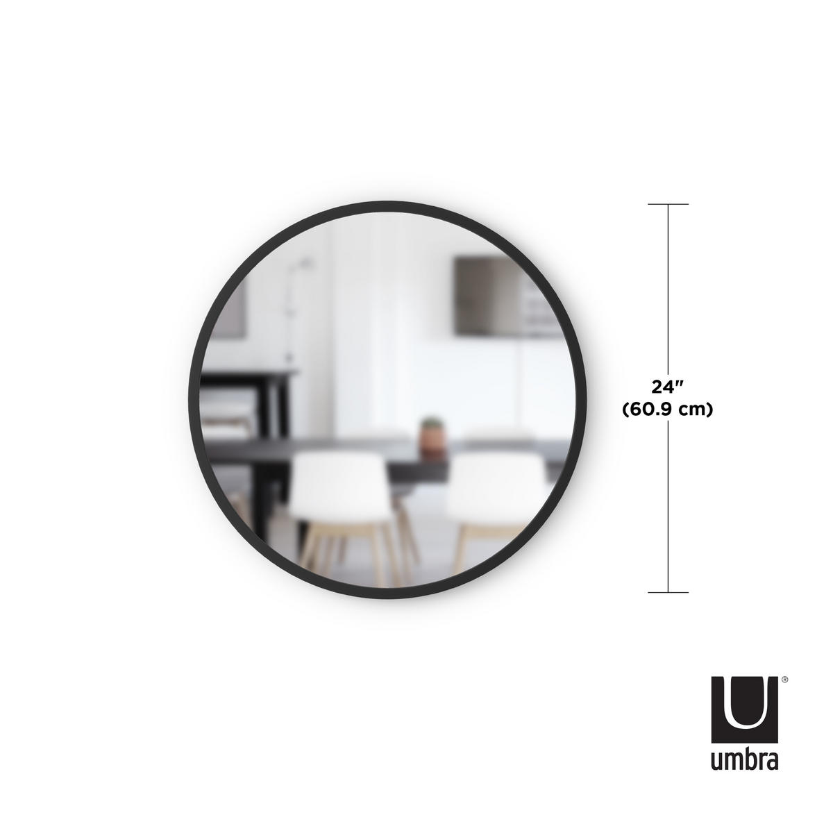 WANDSPIEGEL 61/61/3 cm    in rund  - Schwarz, Design, Glas/Kunststoff (61/61/3cm) - Umbra