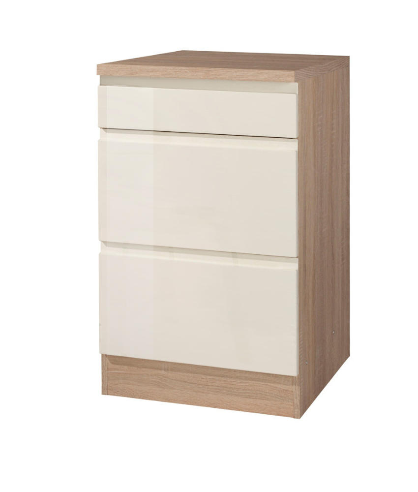 Küchenunterschrank Cardiff 50 cm Creme/Eiche mit Laden