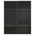 SCHWEBETÜRENSCHRANK 181/223/67 cm 2-türig Schwarz  - Alufarben/Schwarz, KONVENTIONELL, Glas/Holzwerkstoff (181/223/67cm) - Novel