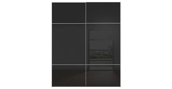 SCHWEBETÜRENSCHRANK 181/223/67 cm 2-türig Schwarz - Alufarben/Schwarz, KONVENTIONELL, Glas/Holzwerkstoff (181/223/67cm) - Novel