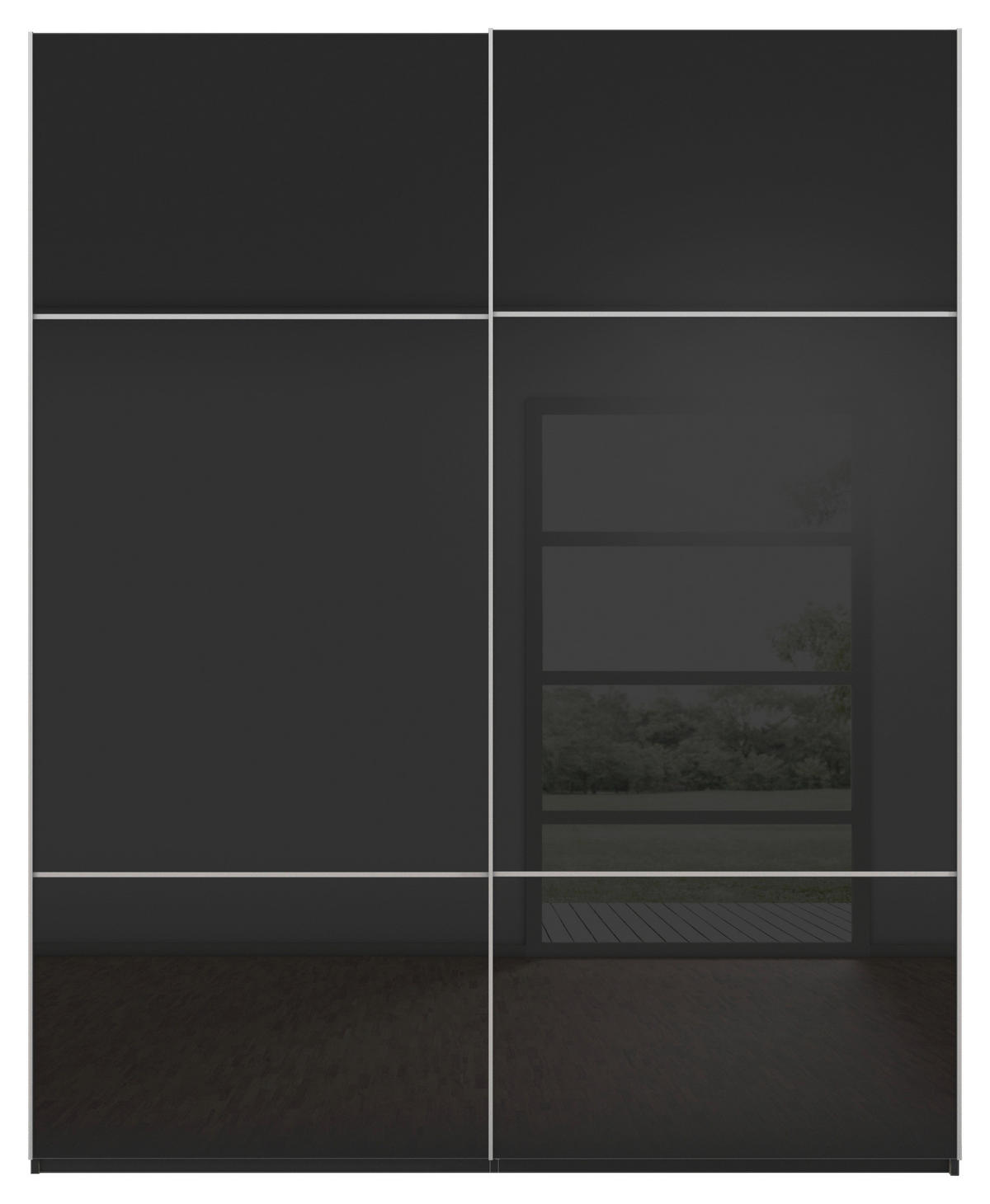 SCHWEBETÜRENSCHRANK in Schwarz  - Alufarben/Schwarz, Konventionell, Glas/Holzwerkstoff (181/223/67cm) - Novel
