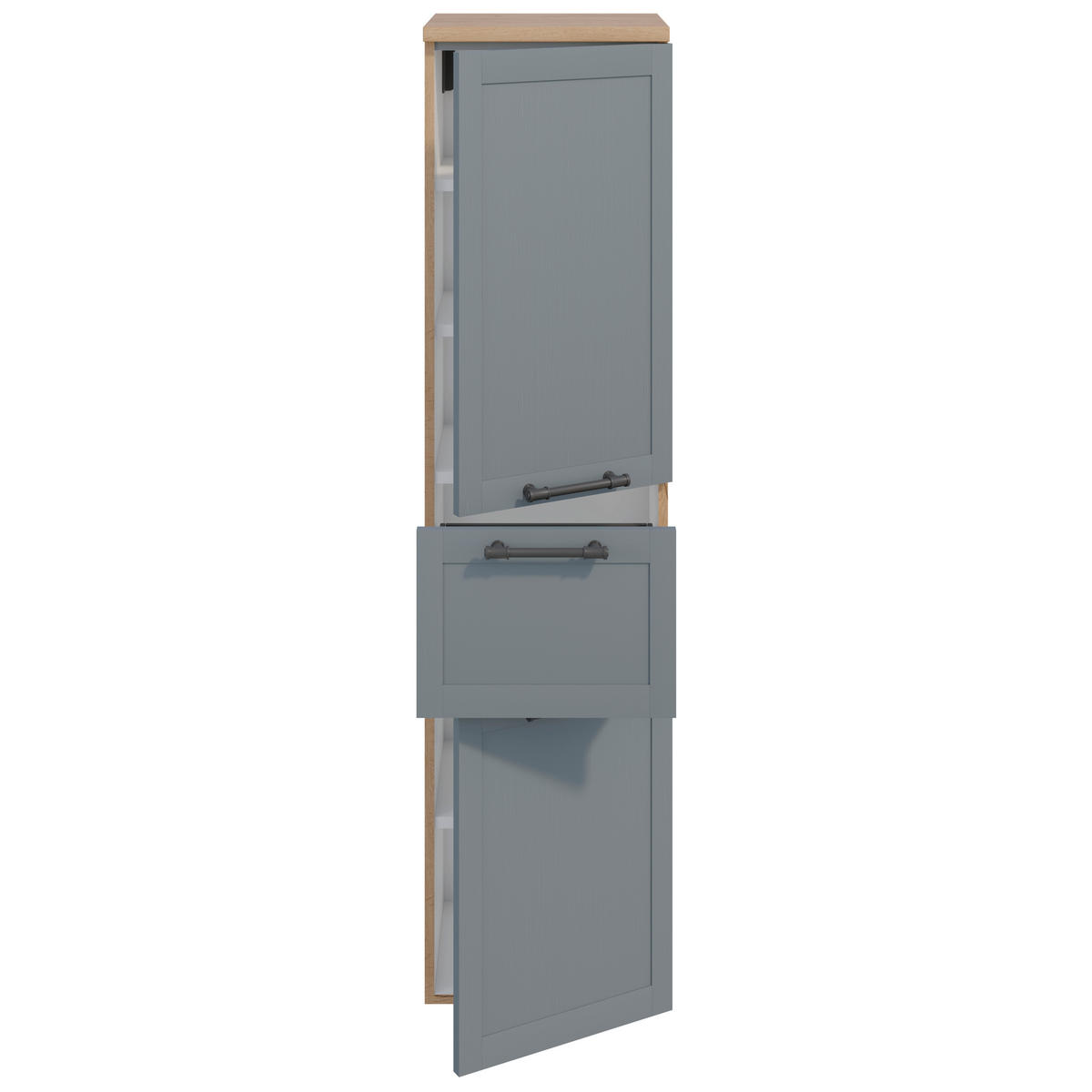 MIDISCHRANK 40/122,5/38 cm  - Edelstahlfarben/Eichefarben, MODERN, Holzwerkstoff/Metall (40/122,5/38cm) - Celina Home