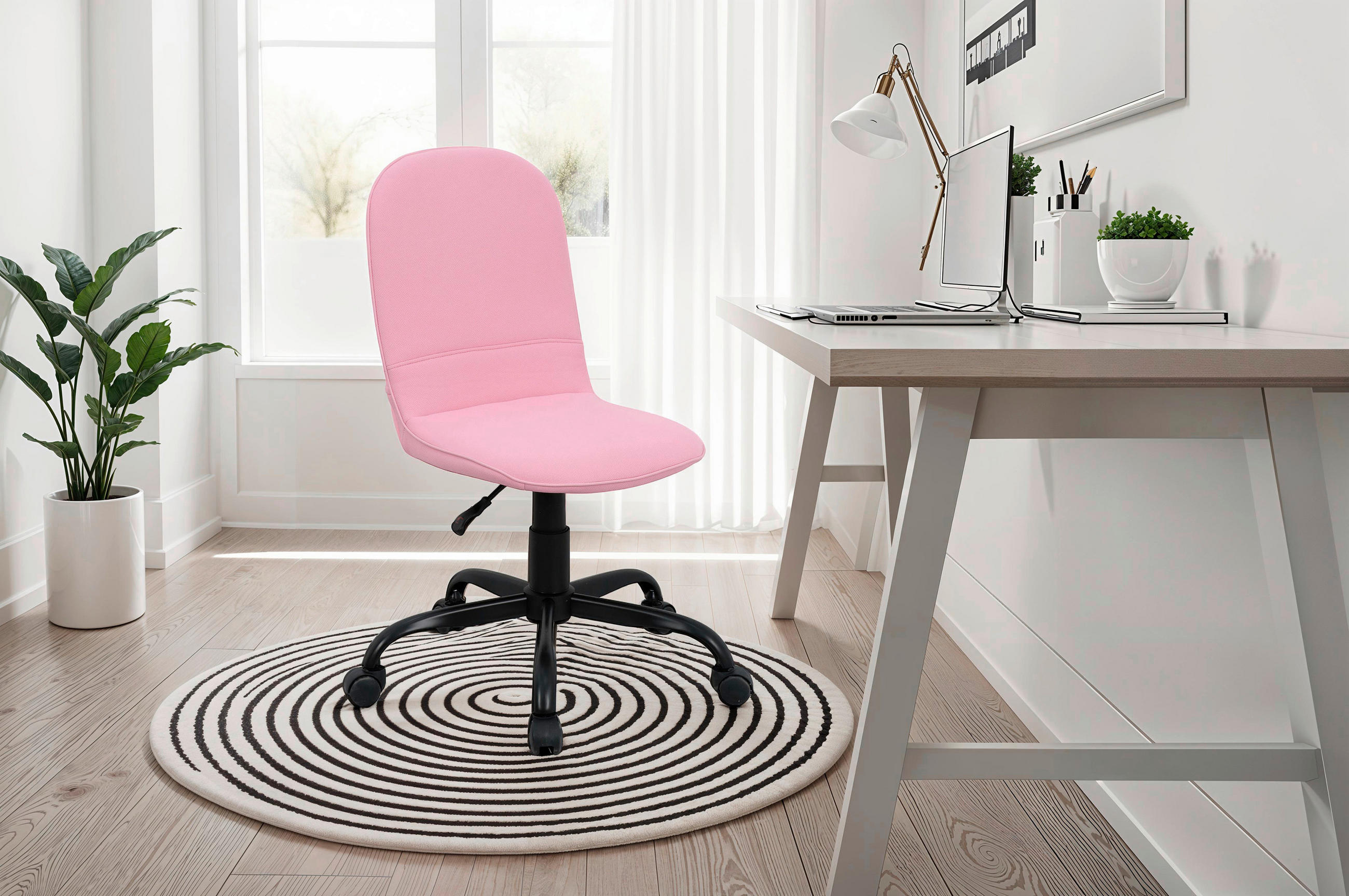 DREHSTUHL Webstoff Schwarz, Pink  - Pink/Schwarz, MODERN, Textil/Metall (42/95/54cm) - MID.YOU