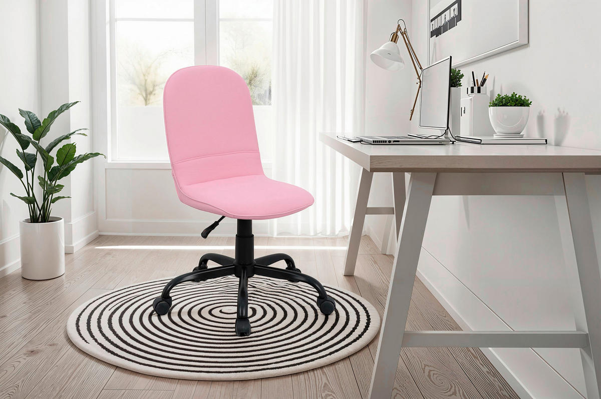 DREHSTUHL Webstoff Schwarz, Pink  - Pink/Schwarz, MODERN, Textil/Metall (42/95/54cm) - MID.YOU