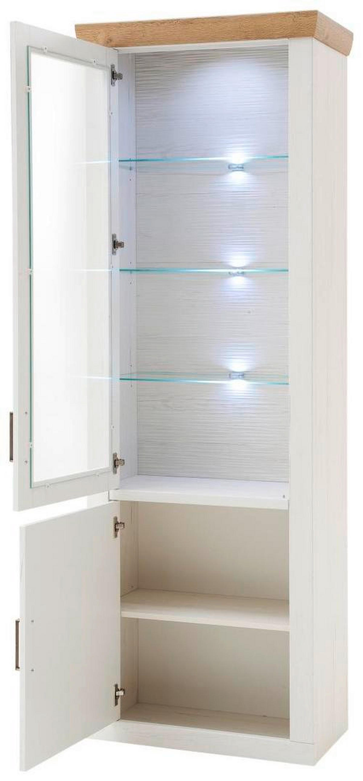 VITRINE in Eichefarben, Pinienfarben  - Eichefarben/Schwarz, Lifestyle, Glas/Holzwerkstoff (73/210/40cm) - Livetastic