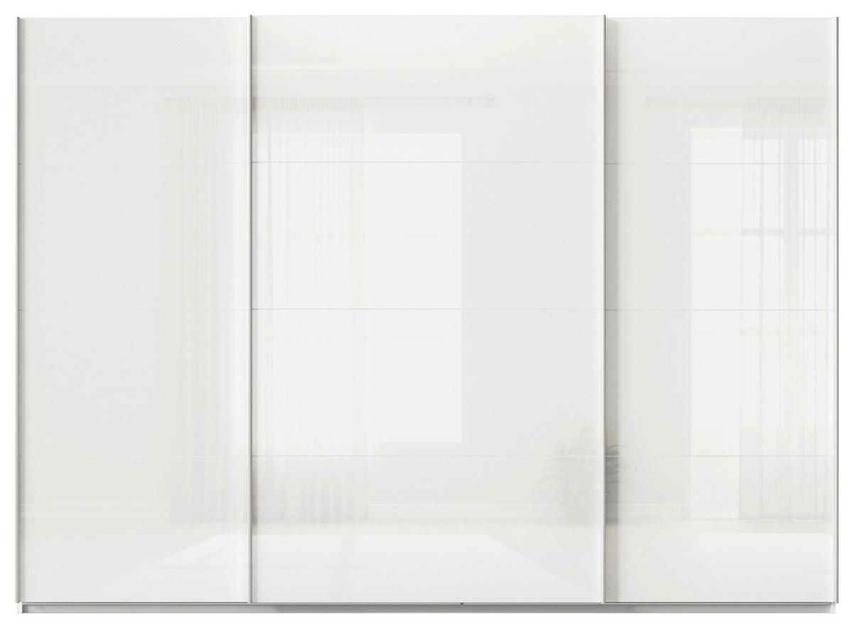 SCHWEBETÜRENSCHRANK  in Weiß  - Alufarben/Weiß, KONVENTIONELL, Glas/Holzwerkstoff (315/210/62cm) - Xora