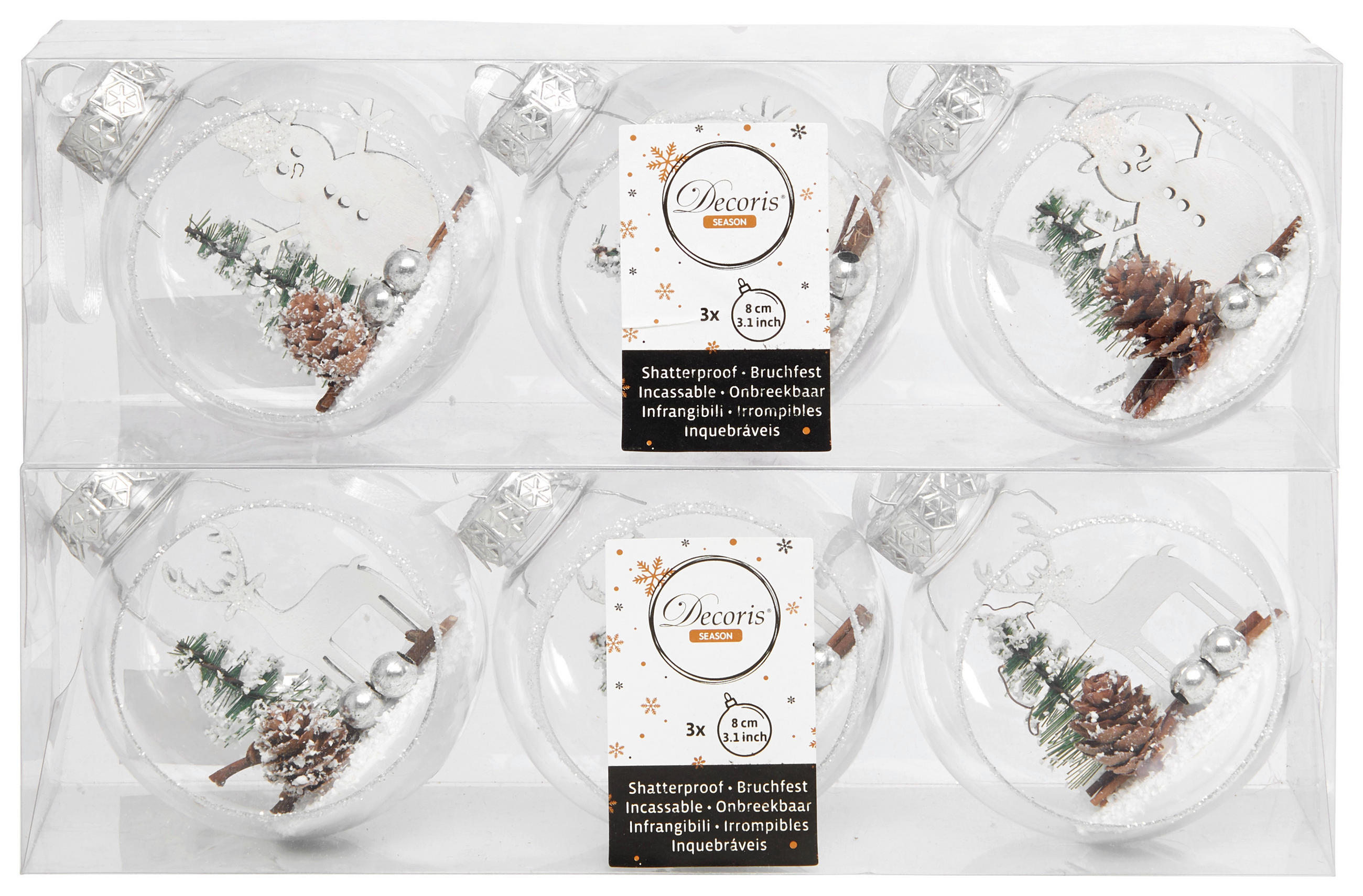 CHRISTBAUMKUGEL-SET 8 cm  - Transparent, Basics, Kunststoff (8cm)