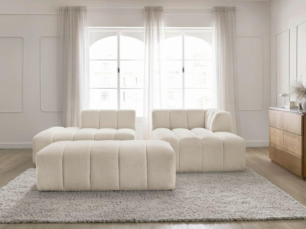 ECKSOFA  ANNECY Beige Bouclé  - Beige/Schwarz, MODERN, Kunststoff/Textil (262/170cm)