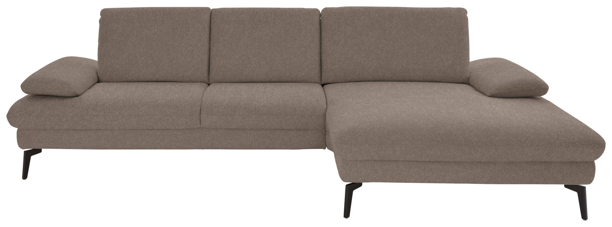 ECKSOFA in Chenille, Mikrofaser Greige  299/157 cm  - Greige/Schwarz, Design, Textil/Metall (299/157cm) - Dieter Knoll