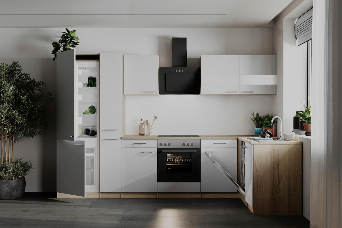 HÖRNKÖK 310/172 cm  i vit  - stålfärgad/vit, Basics, metall/trämaterial (310/172cm) - Respekta