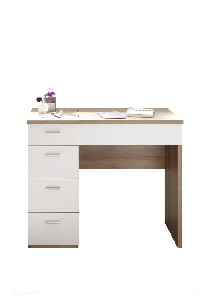 SCHMINKTISCH Weiß, Sonoma Eiche  - Silberfarben/Weiß, Design, Holzwerkstoff/Kunststoff (90/76/42cm) - Xora