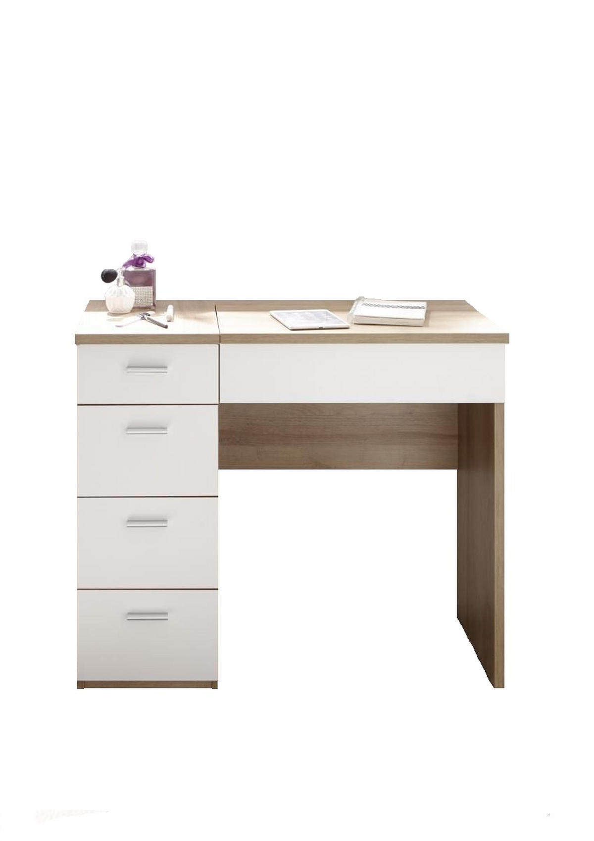 STO ZA ŠMINKANJE bela, sonoma hrast  - sonoma hrast/bela, Dizajnerski, pločasti materijal/plastika (90/76/42cm) - Xora