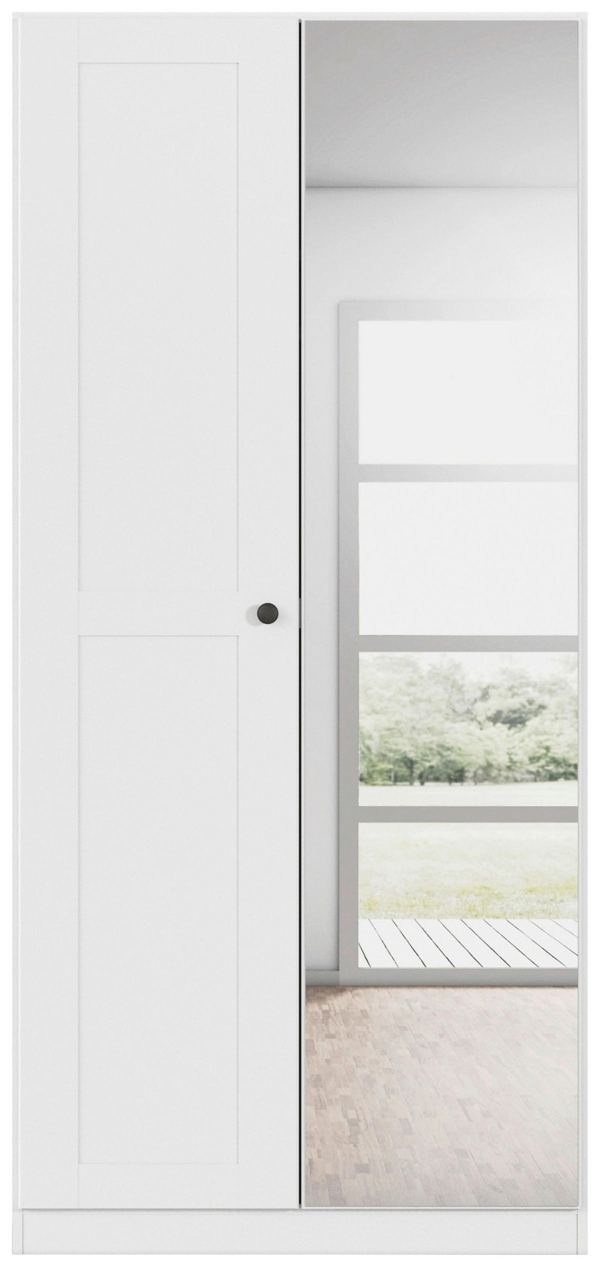 DREHTÜRENSCHRANK 91/197/54 cm,  in Weiß, 2-türig  - Schwarz/Weiß, KONVENTIONELL, Glas/Holzwerkstoff (91/197/54cm) - home24