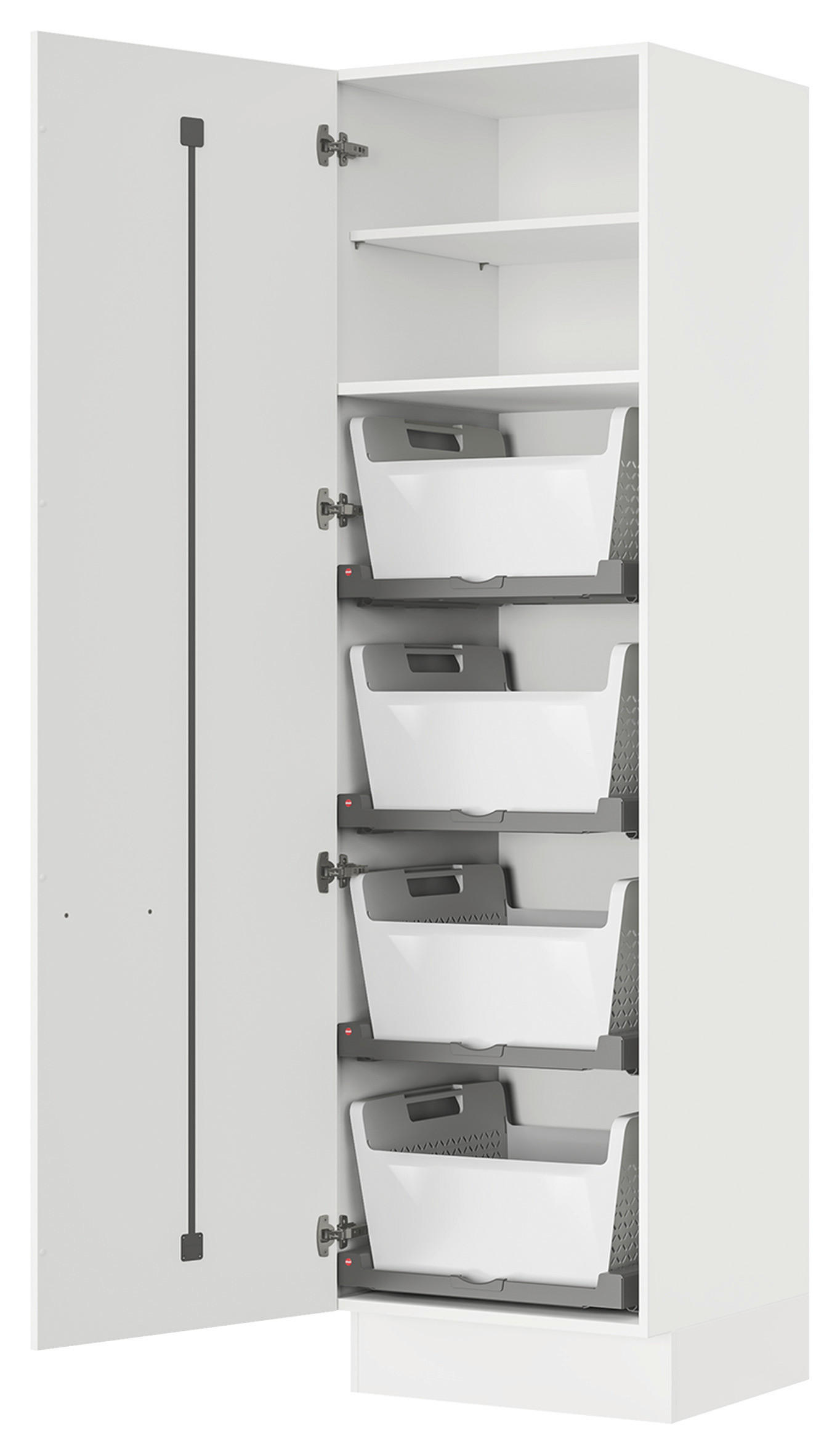WÄSCHESCHRANK 60/216,6/58,2 cm  in Weiß  - Edelstahlfarben/Weiß, MODERN, Holzwerkstoff/Metall (60/216,6/58,2cm) - Nobilia