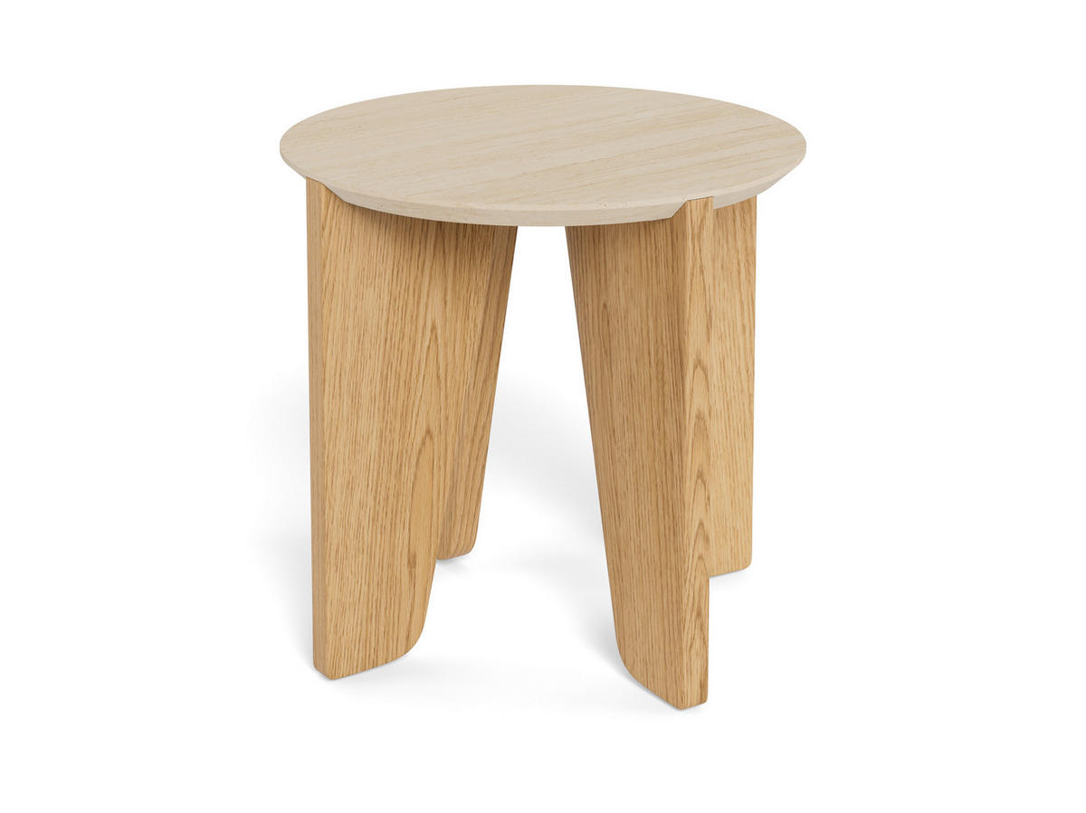 BEISTELLTISCH Beige, Wildeiche rund  - Wildeiche/Beige, Design, Holzwerkstoff (50/50/50cm) - MID.YOU