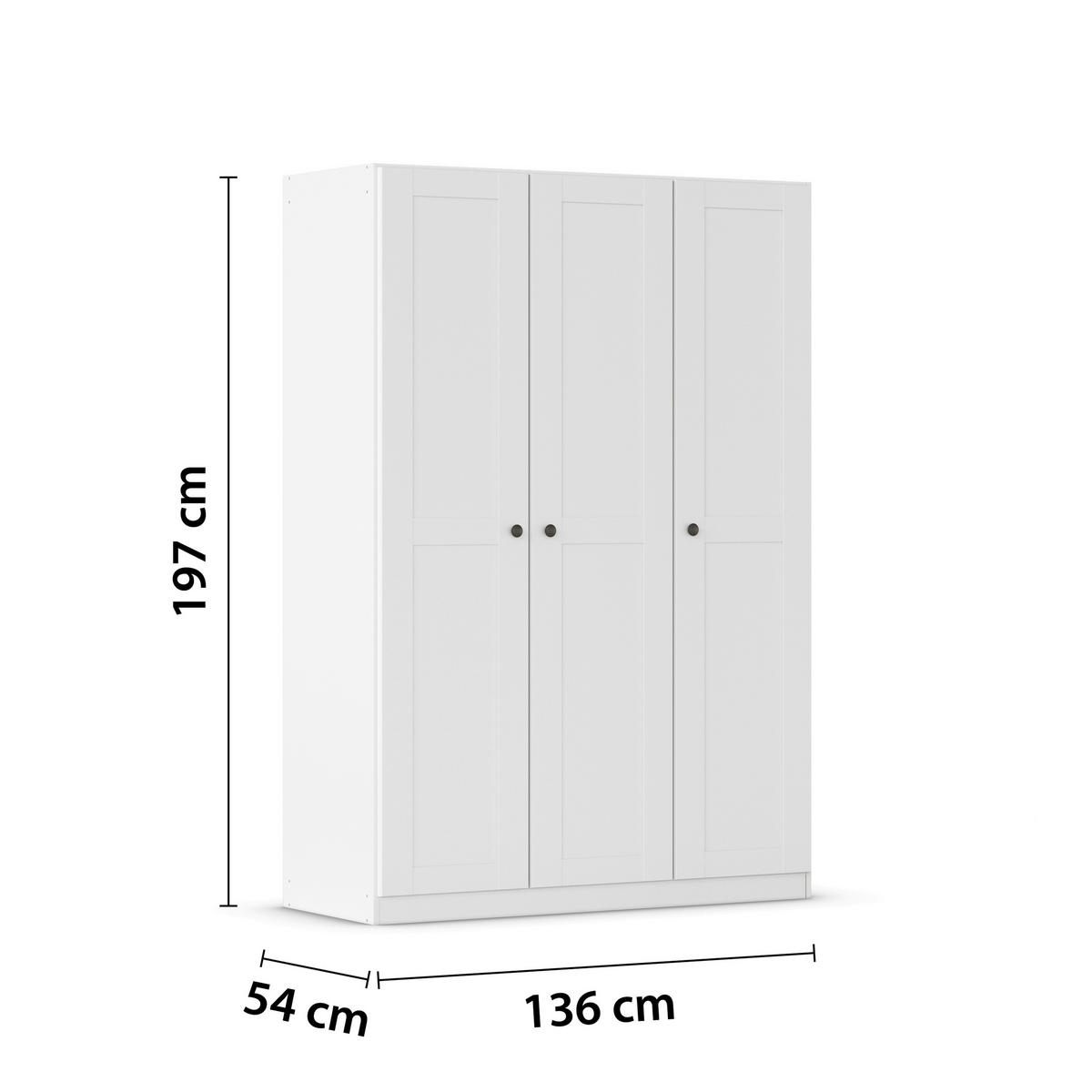 DREHTÜRENSCHRANK 135/197/54 cm,  in Weiß, 3-türig  - Schwarz/Weiß, KONVENTIONELL, Holzwerkstoff/Kunststoff (135/197/54cm) - home24