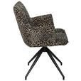 ARMLEHNSTUHL  Stoffauswahl, Sitzfläche 360° drehbar, automatische Rückholfunktion Jacquard  - Hellbraun/Schwarz, Design, Textil/Metall (59/89.5/63cm) - Novel