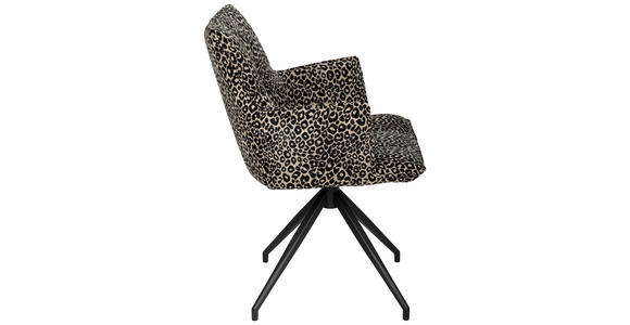 ARMLEHNSTUHL  Stoffauswahl, Sitzfläche 360° drehbar, automatische Rückholfunktion Jacquard  - Hellbraun/Schwarz, Design, Textil/Metall (59/89.5/63cm) - Novel