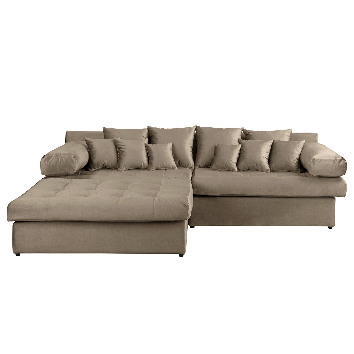 ECKSOFA Naomi in Velours Braun Rückenkissen  243/284 cm  - Schwarz/Braun, Design, Kunststoff/Textil (243/284cm) - P & B