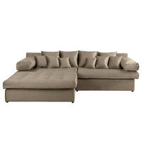 ECKSOFA Naomi in Velours Braun Rückenkissen  243/284 cm  - Schwarz/Braun, Design, Kunststoff/Textil (243/284cm) - P & B