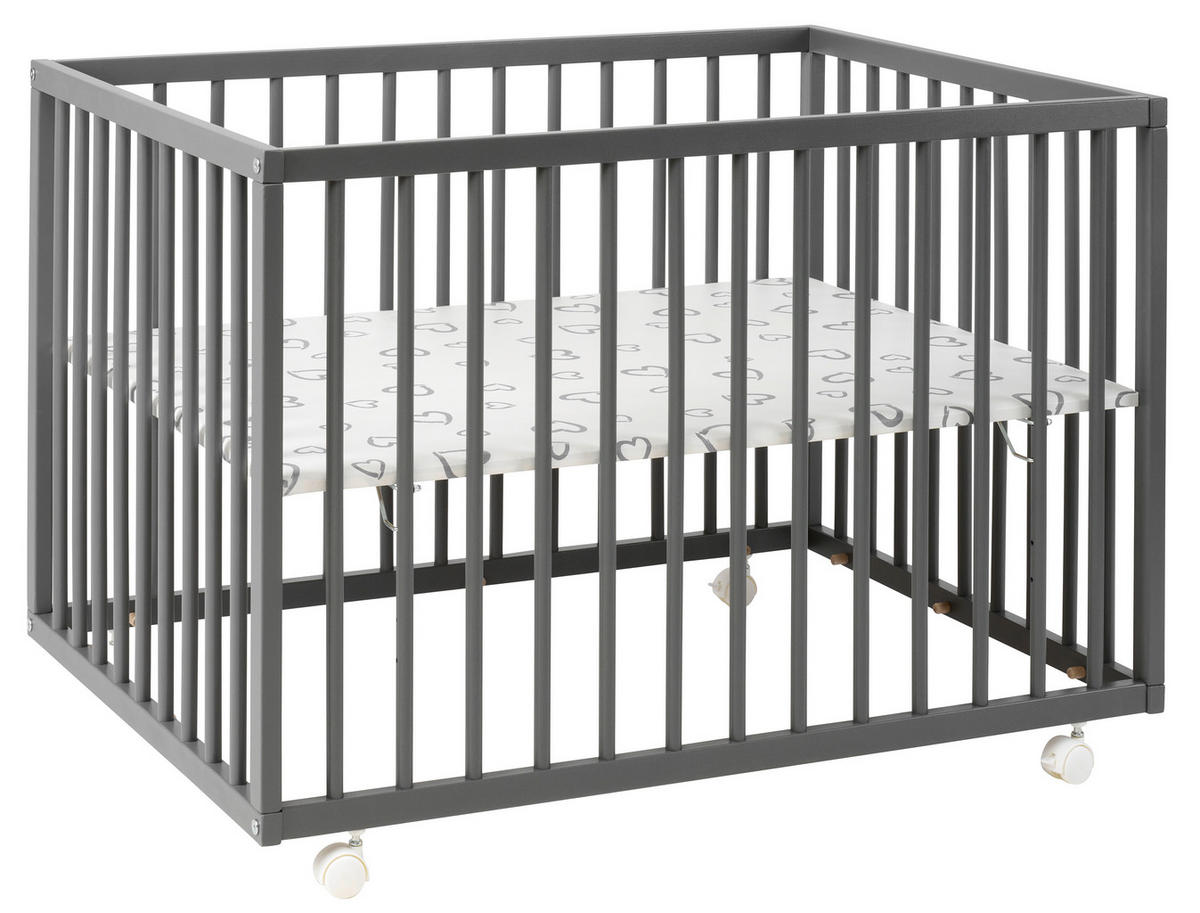 DETSKÁ OHRÁDKA, 100/75/68 cm - sivá, Basics, drevo/plast (100/75/68cm) - My Baby Lou