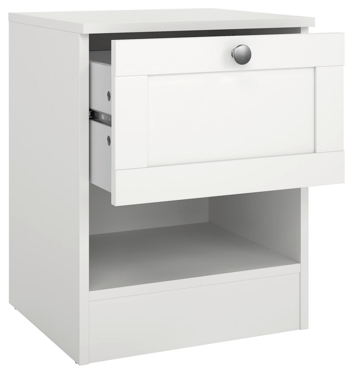 NACHTSCHRANK 40,2/51,2/36 cm  - Silberfarben/Weiß, MODERN, Holzwerkstoff/Metall (40,2/51,2/36cm) - MID.YOU