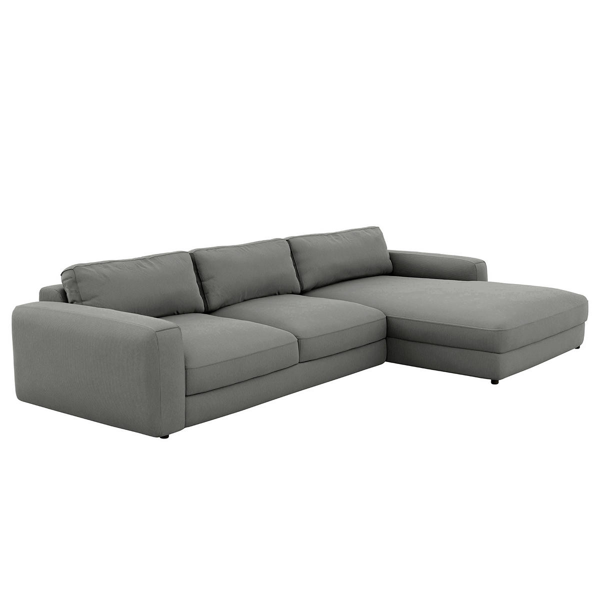 ECKSOFA in Cord Dunkelgrau  - Dunkelgrau/Schwarz, Modern, Textil (303/84/176cm) - Trendmanufaktur