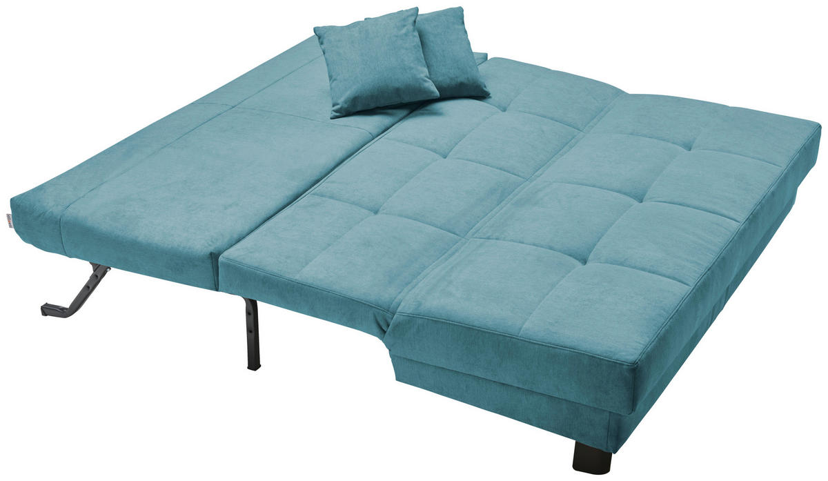 SCHLAFSOFA Mikrovelours Petrol  - Petrol/Schwarz, KONVENTIONELL, Textil/Metall (185/85/100cm) - Carryhome