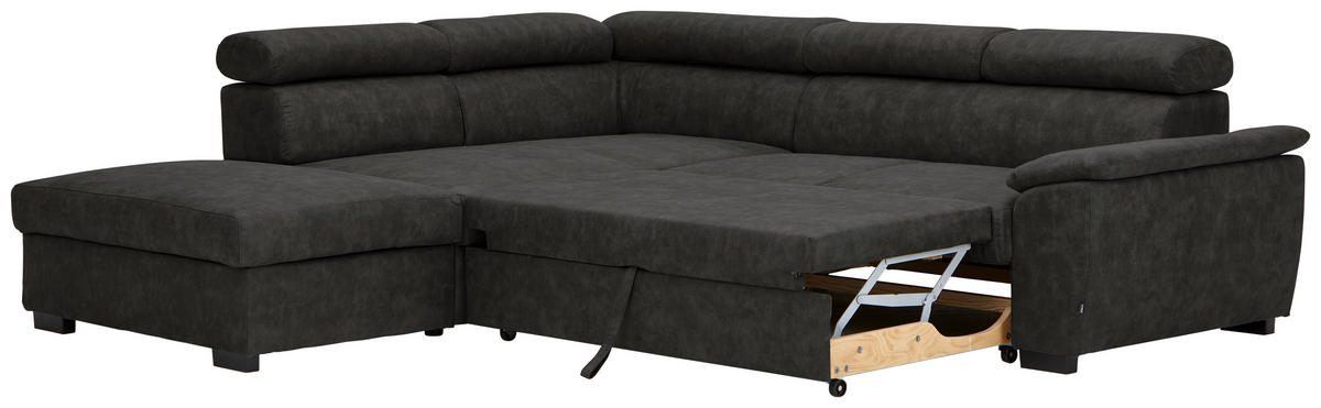 ECKSOFA in Lederlook Anthrazit  - Anthrazit/Schwarz, Design, Kunststoff/Textil (230/263cm) - Hom`in