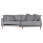 ECKSOFA in Cord Grau  270/140 cm  - Naturfarben/Grau, ROMANTIK / LANDHAUS, Holz/Textil (270/140cm) - Landscape