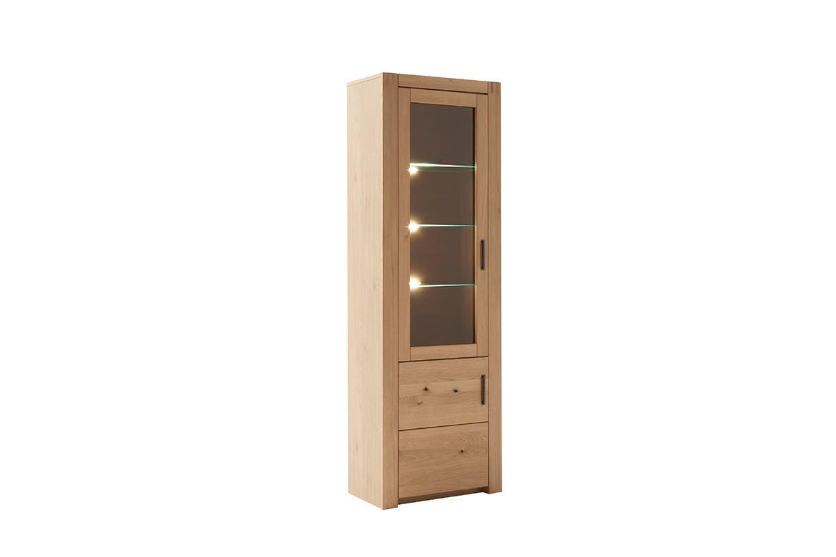 VITRINE in massiv Asteiche Eichefarben  - Eichefarben/Anthrazit, Design, Glas/Holz (66/203/37cm) - Livetastic