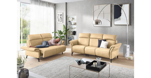 2-SITZER-SOFA in Mikrofaser Beige  - Beige/Schwarz, KONVENTIONELL, Textil/Metall (178/103/95cm) - Dieter Knoll