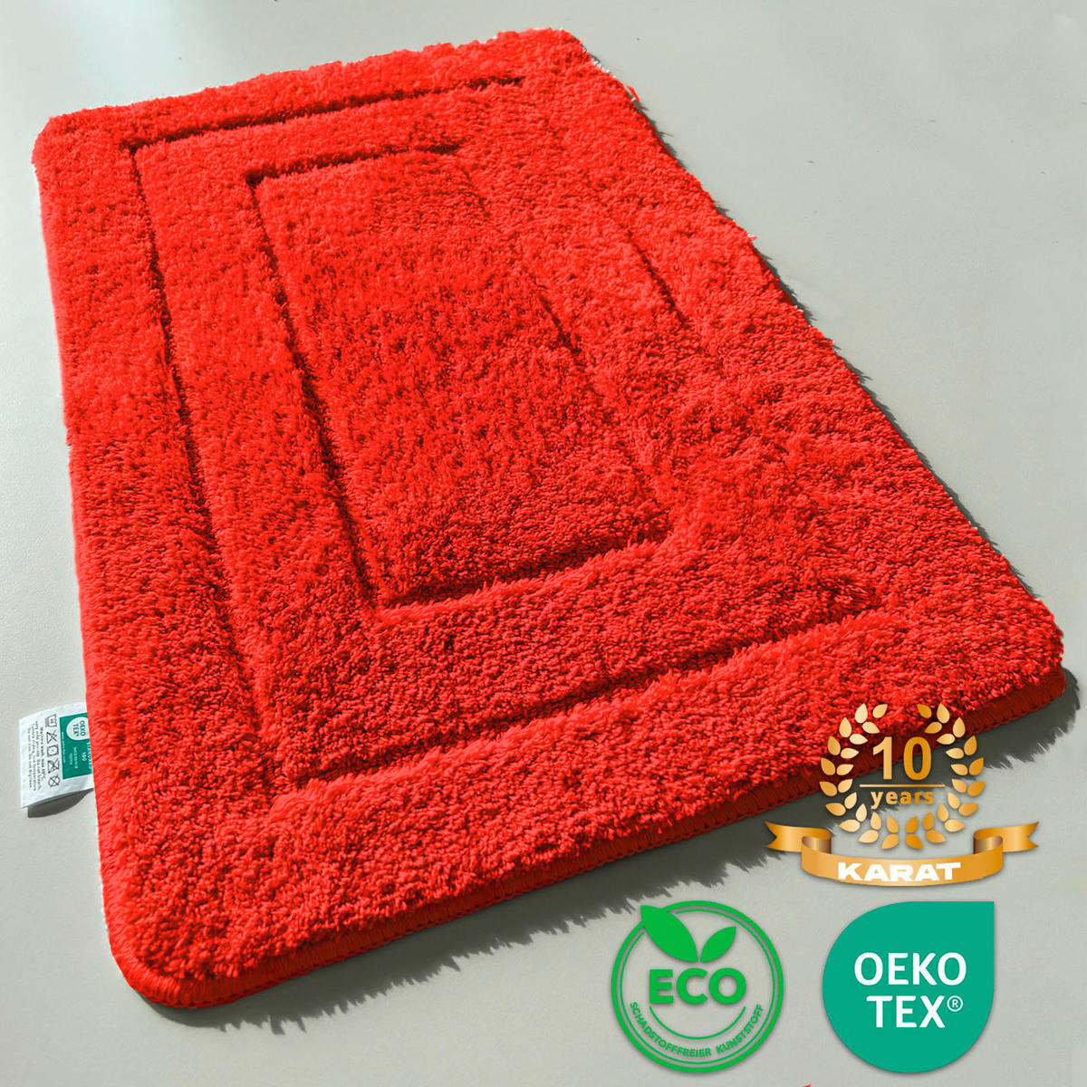 BADEMATTE Atlantis Rot 50/2 cm  - Rot, Basics, Kunststoff/Textil (50/2cm) - Floordirekt