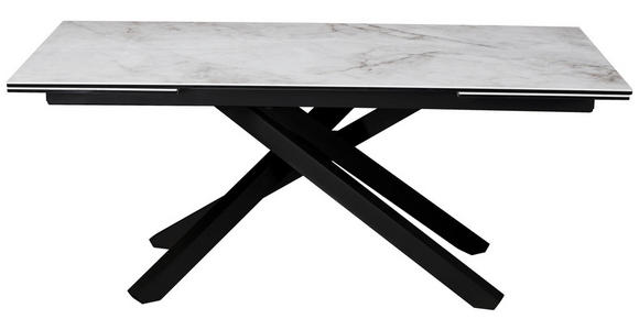 ESSTISCH in Metall, Glas, Keramik 180-280/98/76 cm  - Schwarz/Weiß, Design, Glas/Keramik (180-280/98/76cm) - Novel