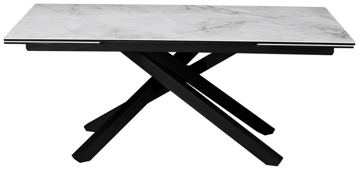 MATBORD svart, vit rektangulär  utdragbar  - vit/svart, Design, metall/glas (180-280/76/98cm) - Novel