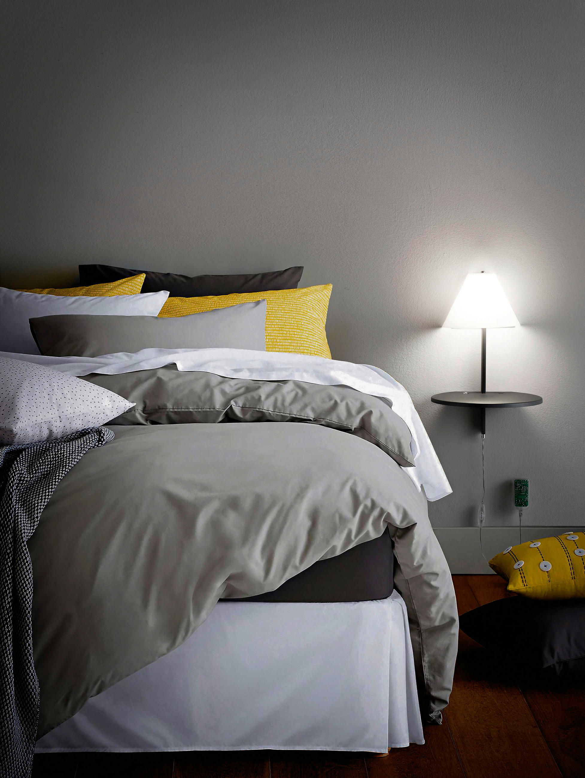 Thumbnail - Fabas Luce Led-Wandleuchte Goodnight, Anthrazit, Weiß, Metall, Glas, 25x47x30 cm, DIN EN ISO 9001, Handyladefunktion, Ab...