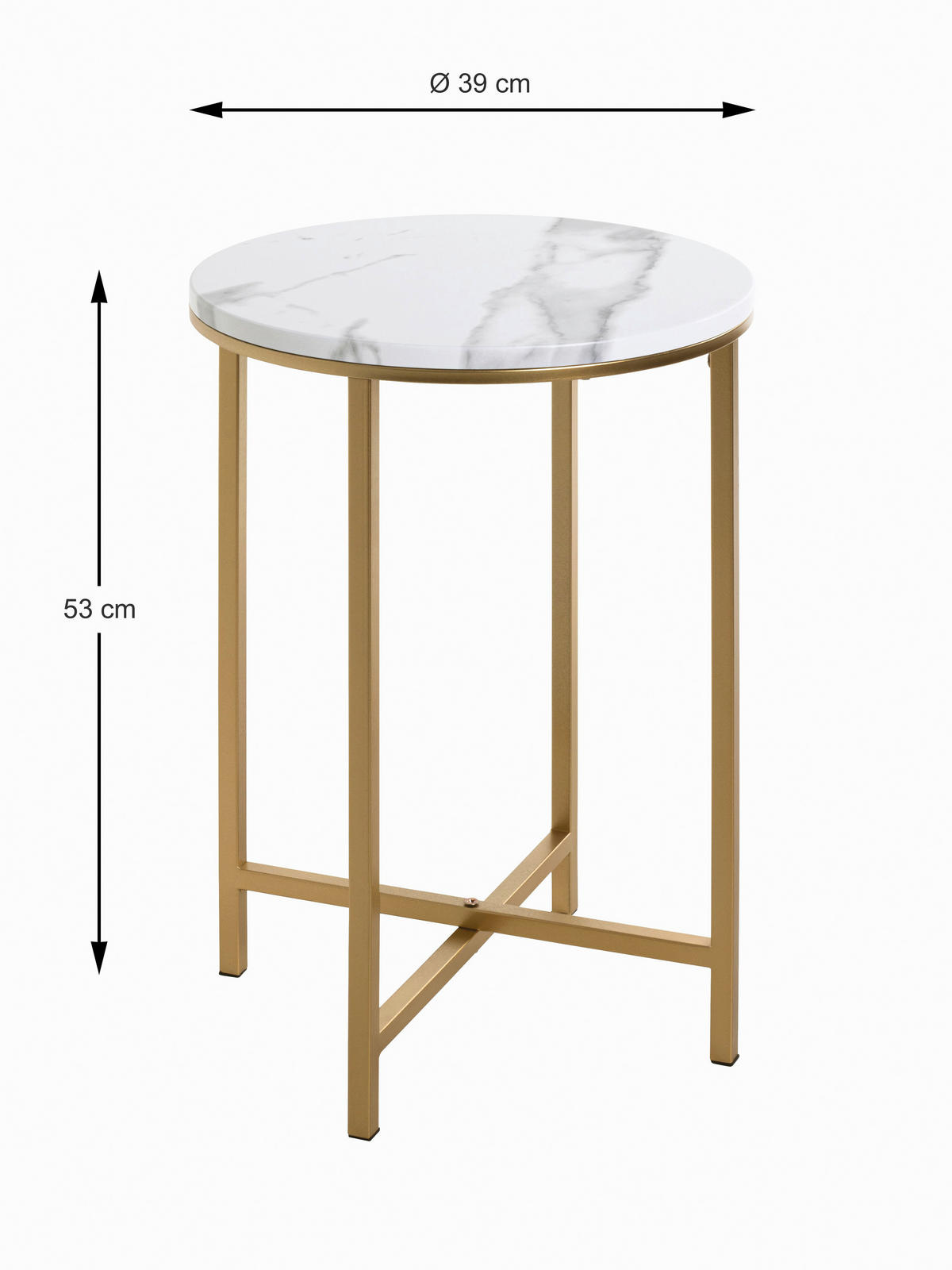 MIZICA, bela, zlate barve  - zlate barve/bela, Trend, kovina/leseni material (39/39/53cm) - MID.YOU