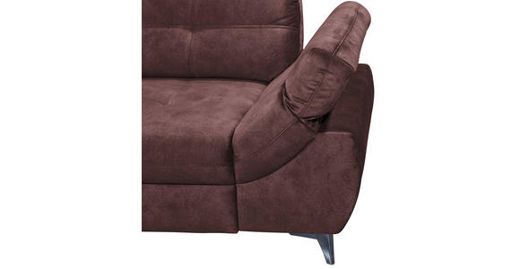 ECKSOFA Aubergine Velours  - Aubergine/Schwarz, KONVENTIONELL, Kunststoff/Textil (218/275cm) - Carryhome