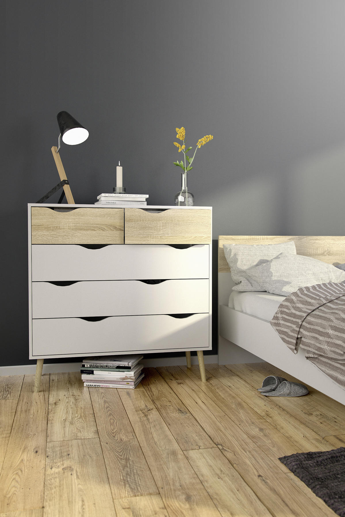 BYRÅ 98,7/100,9/39,1 cm  - vit/ekfärgad, Design, trämaterial/trä (98,7/100,9/39,1cm) - Best Price