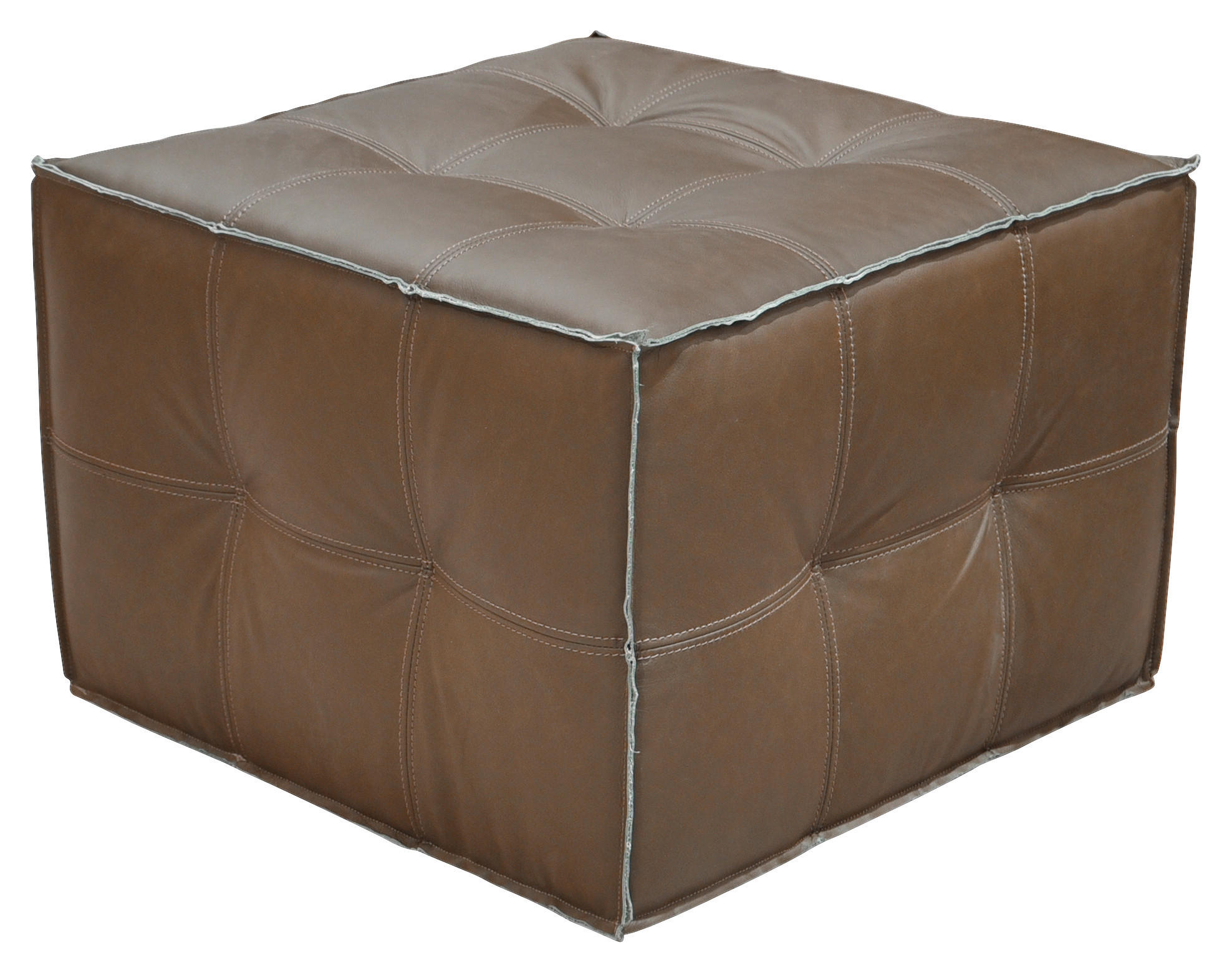 HOCKER Holz, Leder Dunkelbraun  - Dunkelbraun/Schwarz, Lifestyle, Leder/Holz (65/44/65cm) - Landscape