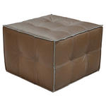 HOCKER in Holz, Leder Dunkelbraun  - Dunkelbraun/Schwarz, LIFESTYLE, Leder/Holz (65/44/65cm) - Landscape