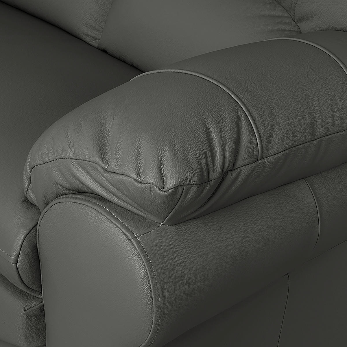 3-SITZER-SOFA in Echtleder Anthrazit  - Anthrazit/Schwarz, Design, Leder/Kunststoff (205/92/85cm) - Livetastic
