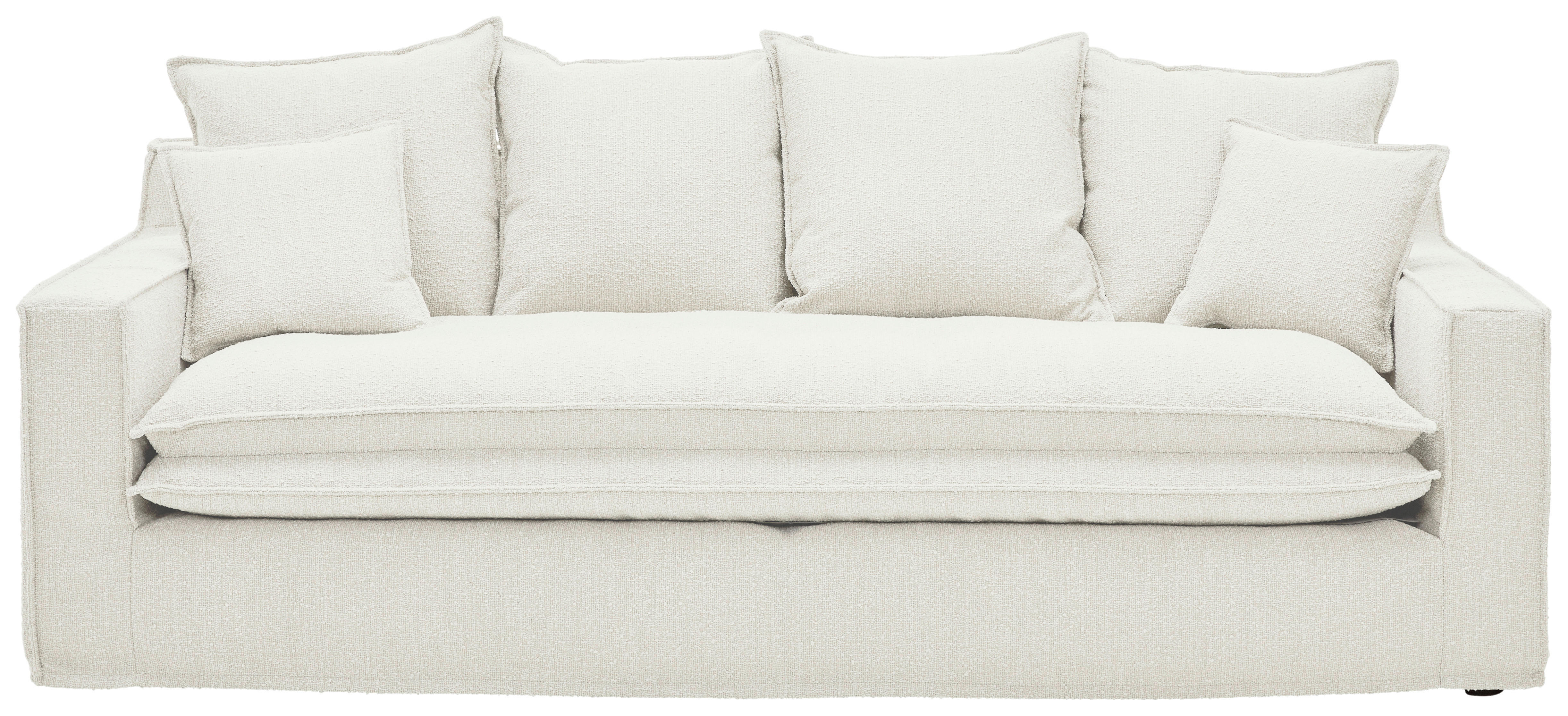 HUSSEN-3-SITZER-SOFA i bouclé vit  - vit/svart, Trend, textil/plast (227/92/105cm) - Livetastic