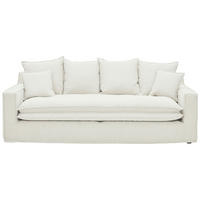 HUSSEN-3-SITZER-SOFA in Bouclé Weiss  - Weiss/Schwarz, Trend, Kunststoff/Textil (227/92/105cm) - Livetastic