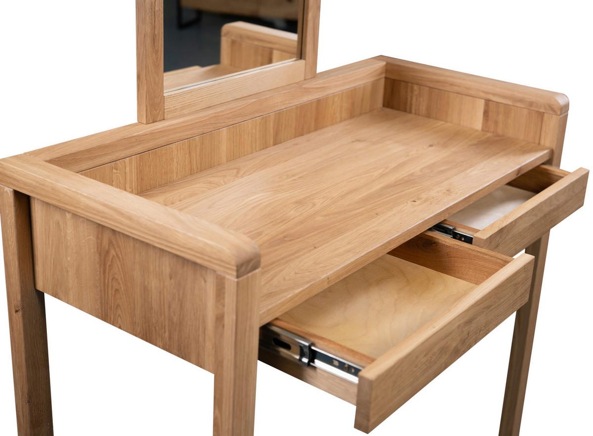 SCHMINKTISCH Wildeiche massiv Wildeiche  - Wildeiche, Basics, Holz (100/45/75-135cm) - Linea Natura