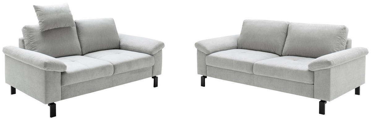 2,5-SITZER in Velours Silberfarben  - Silberfarben/Schwarz, Design, Textil/Metall (206/86/97cm) - Pure Home Lifestyle