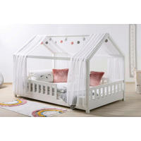 HAUSBETT 90/200 cm,  in Weiß  - Naturfarben/Weiß, MODERN, Holz/Textil (90/200cm) - MID.YOU