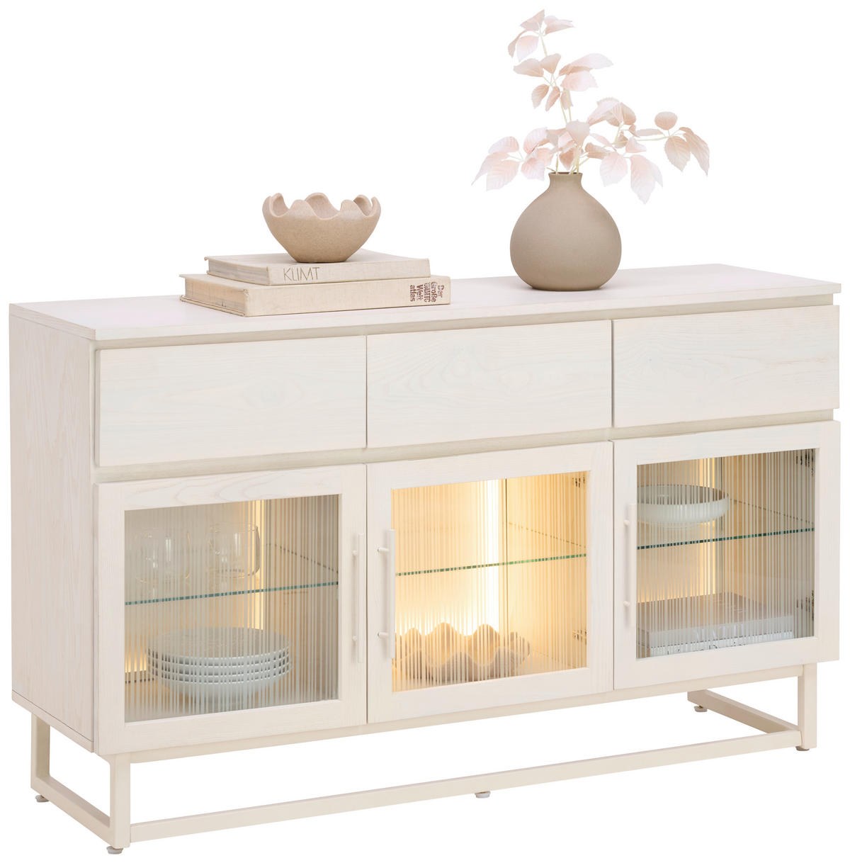 SIDEBOARD 135/80/43 cm  - Schwarz/Weiß, MODERN, Glas/Holz (135/80/43cm) - Lomoco